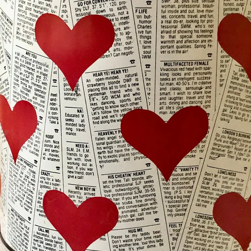 Vintage Metal Tin Can Hearts Looking For Love Ads Valentine's Day 11
